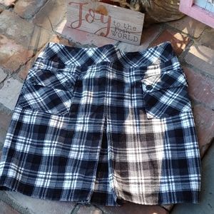 Loft black & white plaid corduroy skirt
